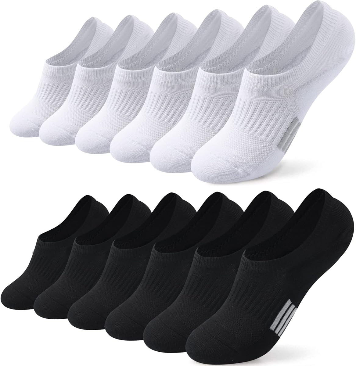 6 Pairs Invisible Ankle Trainer Socks Womens, No Show Low Cut Casual Socks, Non Slip Cushioned Socks for Ladies and Girls Sneaker Canvas Shoes 3-5 6-8