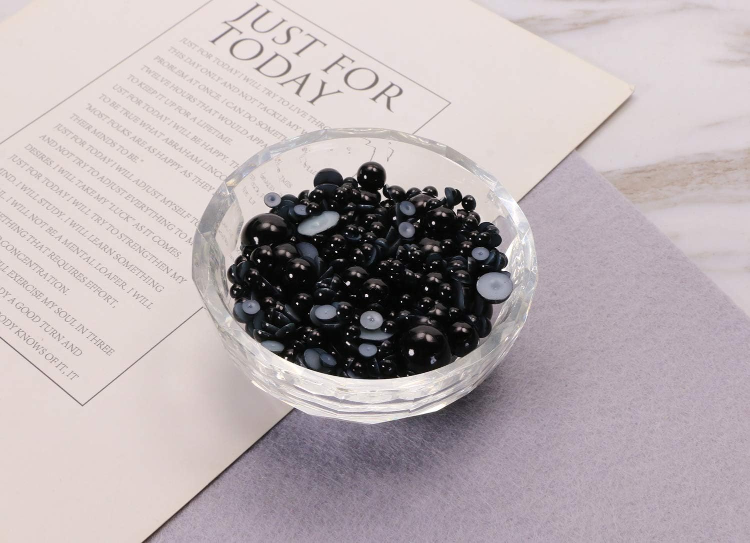 Shapenty 10 Sizes Round Flatback Half Pearl Beads Embellishments for Shoes Wedding Dress Watch Decoration Nail Art DIY Craft Jewelry Card Making Christmas Scrapbooking, 2mm-12mm, 3200PCS (Black)