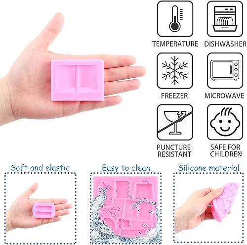 Miniatura 2 de Mujiang Moldes de silicona para el regreso a clases, bolsa escolar, crayón, tijera, paleta de dibujo, regla, molde de fondant para cupcakes,