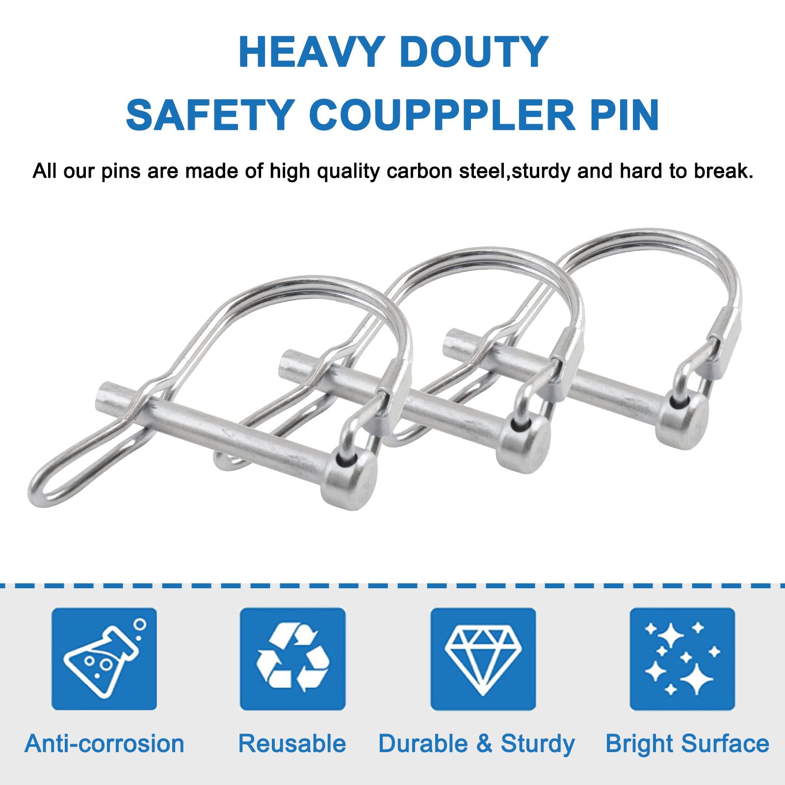 INCREWAY Perno di bloccaggio, 4PCS 5 * 40mm in acciaio al carbonio, perno di bloccaggio del rimorchio perno di bloccaggio perno di bloccaggio per pista fattoria prato