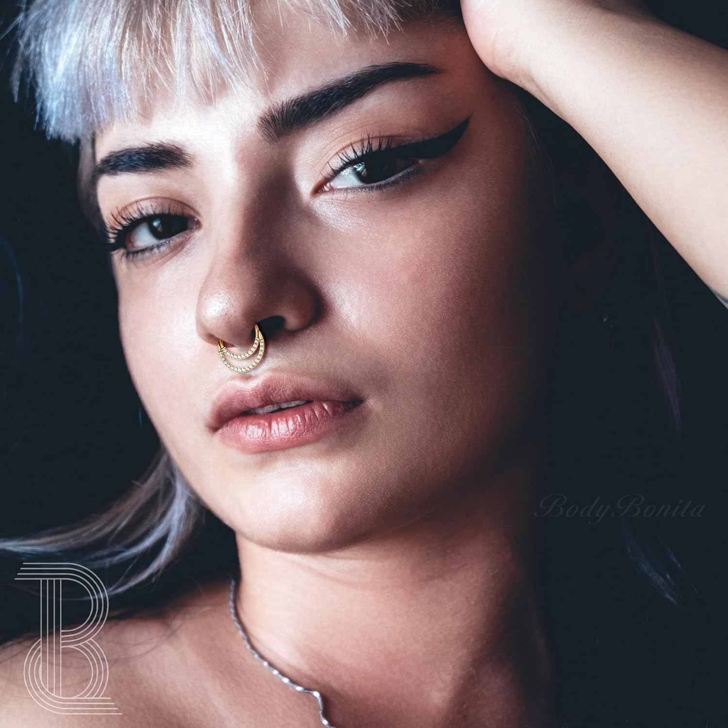 BodyBonita 16G Septum Rings Clicker 316L Stainless Steel Septum Nose Rings for Women Daith Earrings for Women Septum Jewelry Conch Daith Piercing Jewelry 14k Gold Plated/Silver 8mm 10mm - Image 6