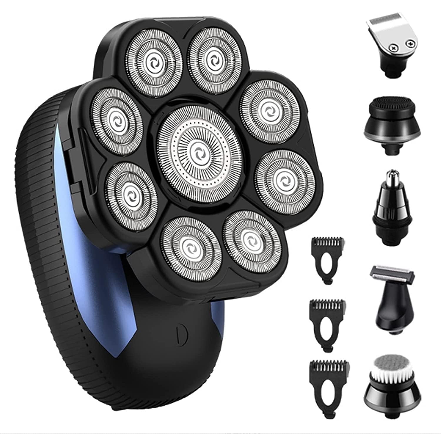 Afeitadora, Afeitadora 9D for Hombres calvos, afeitadora rotativa Recargable, Kit de Belleza inalámbrica for Afeitado Cabeza en seco y húmedo