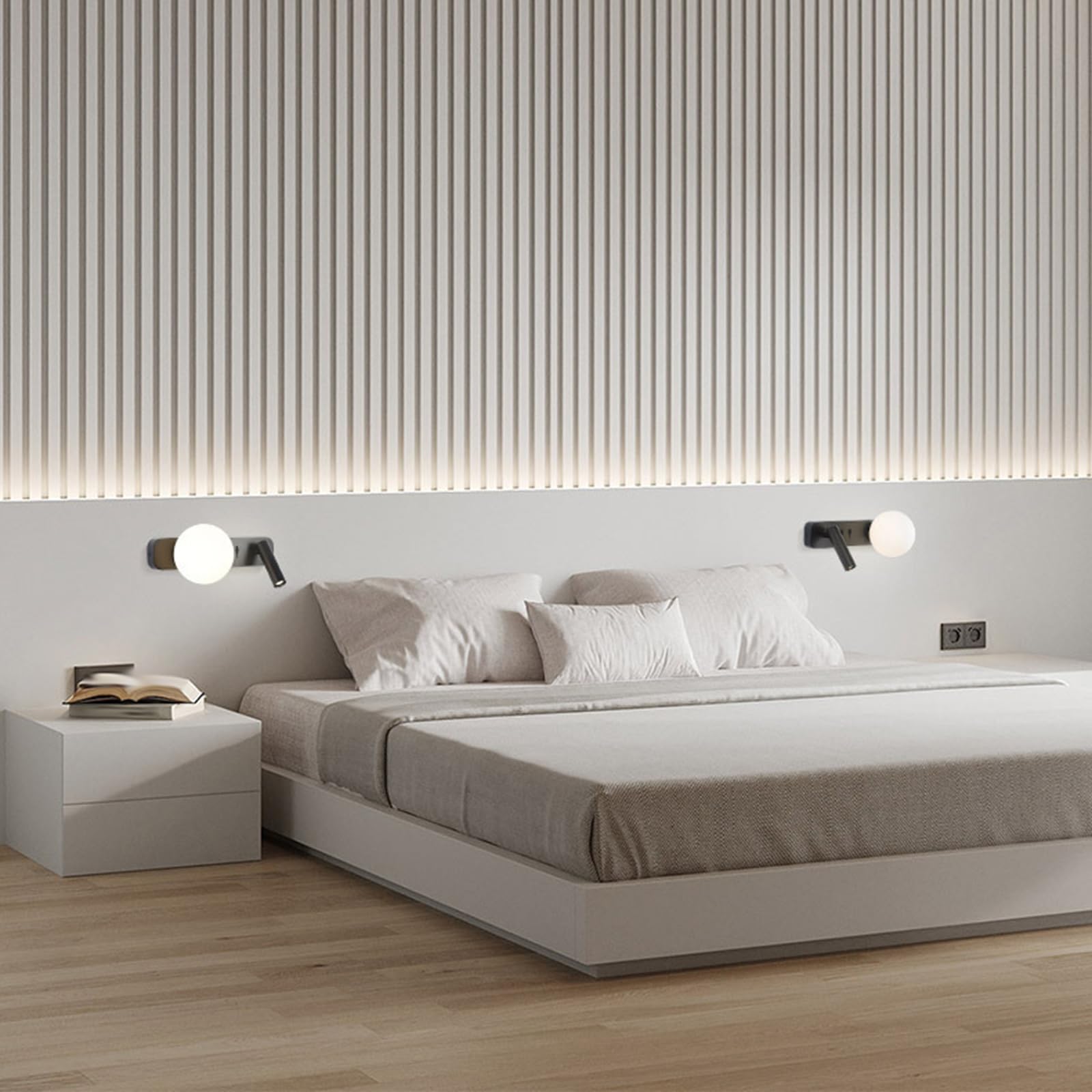 Kinkiety ścienne LED 3000K Ciepłe światło Obrotowa głowica Lampa nocna Lampka do czytania Lampa ścienna z kryształową kulą