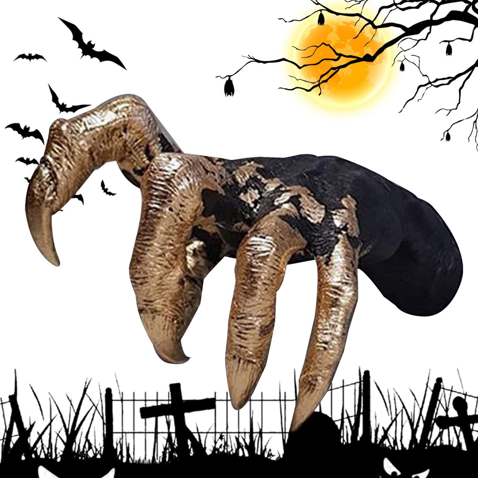 Demon Hand Wall Mount - Witchy Wall Decor,Golden Claws Devil Hand Suspension Design With Strong Resin For Study, Aisle, Living Room