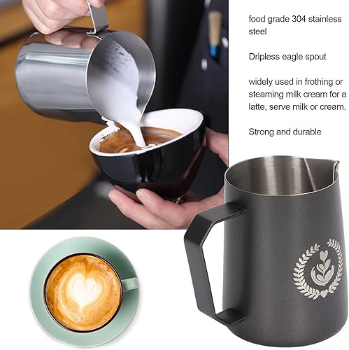 Miniatura 3 de Jarra espumadora de leche de 152fl oz jarra espumadora de acero inoxidable 304 de grado alimenticio jarra de espuma de café para bebidas de café