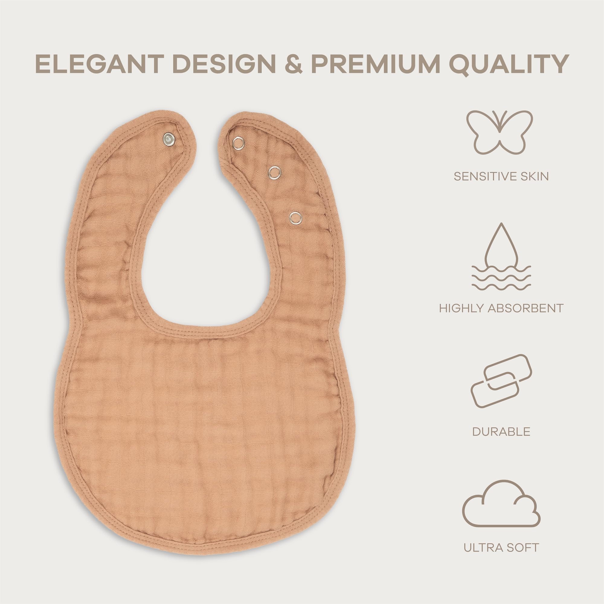 Comfy Cubs Muslin Baby Bibs, Drool Bibs, Adjustable with Easy Snaps, Teething & Drooling, Absorbent Bibs for Boys & Girls