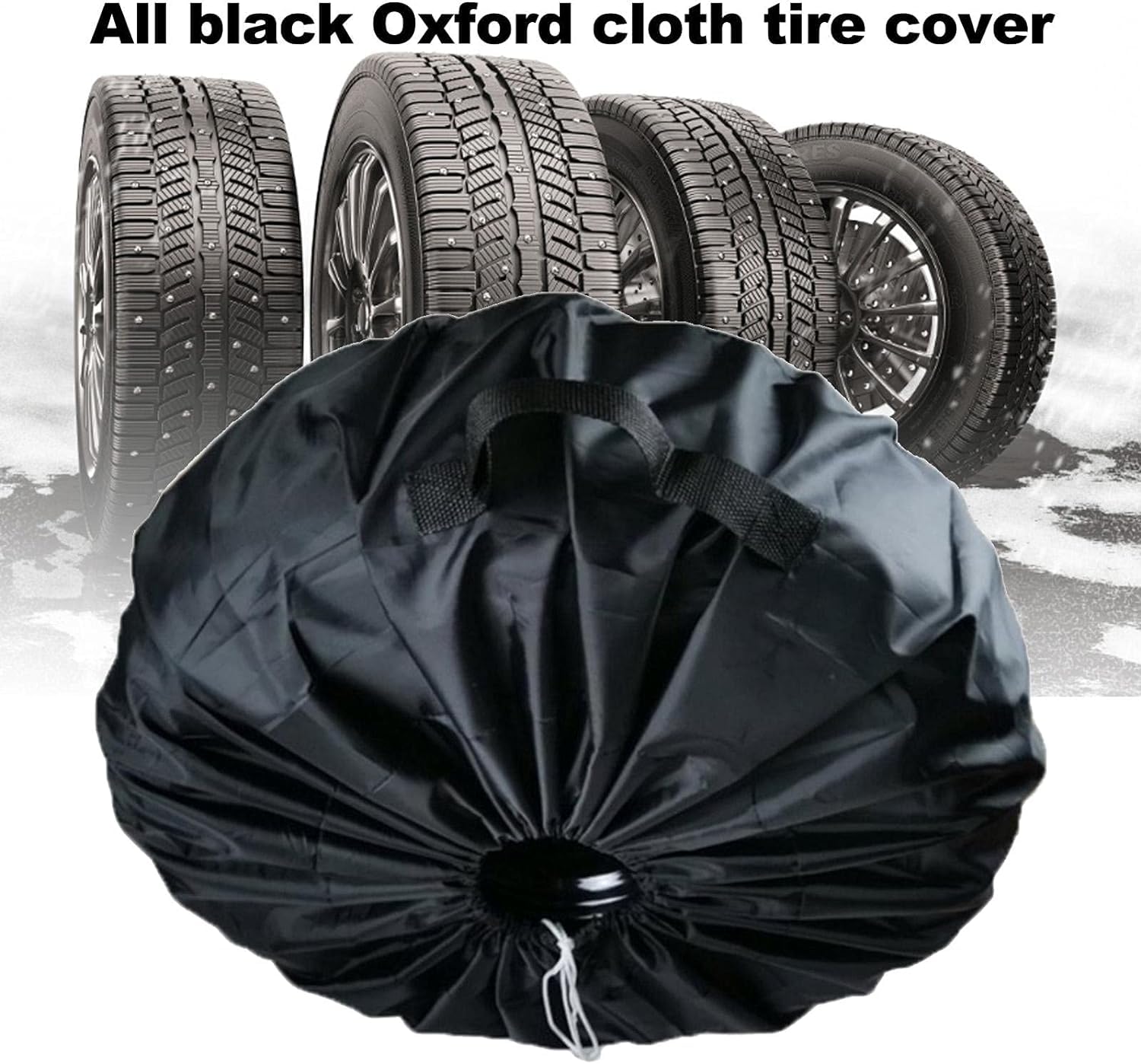 Borsa Pneumatici Auto, Copertura Della Ruota di Scorta, Copertura per Pneumatici, Copri Gomme, Auto Ruota Copertura, per Rimorchio Camper Camion SUV Auto Diametro 65 cm, Nero, con Manico