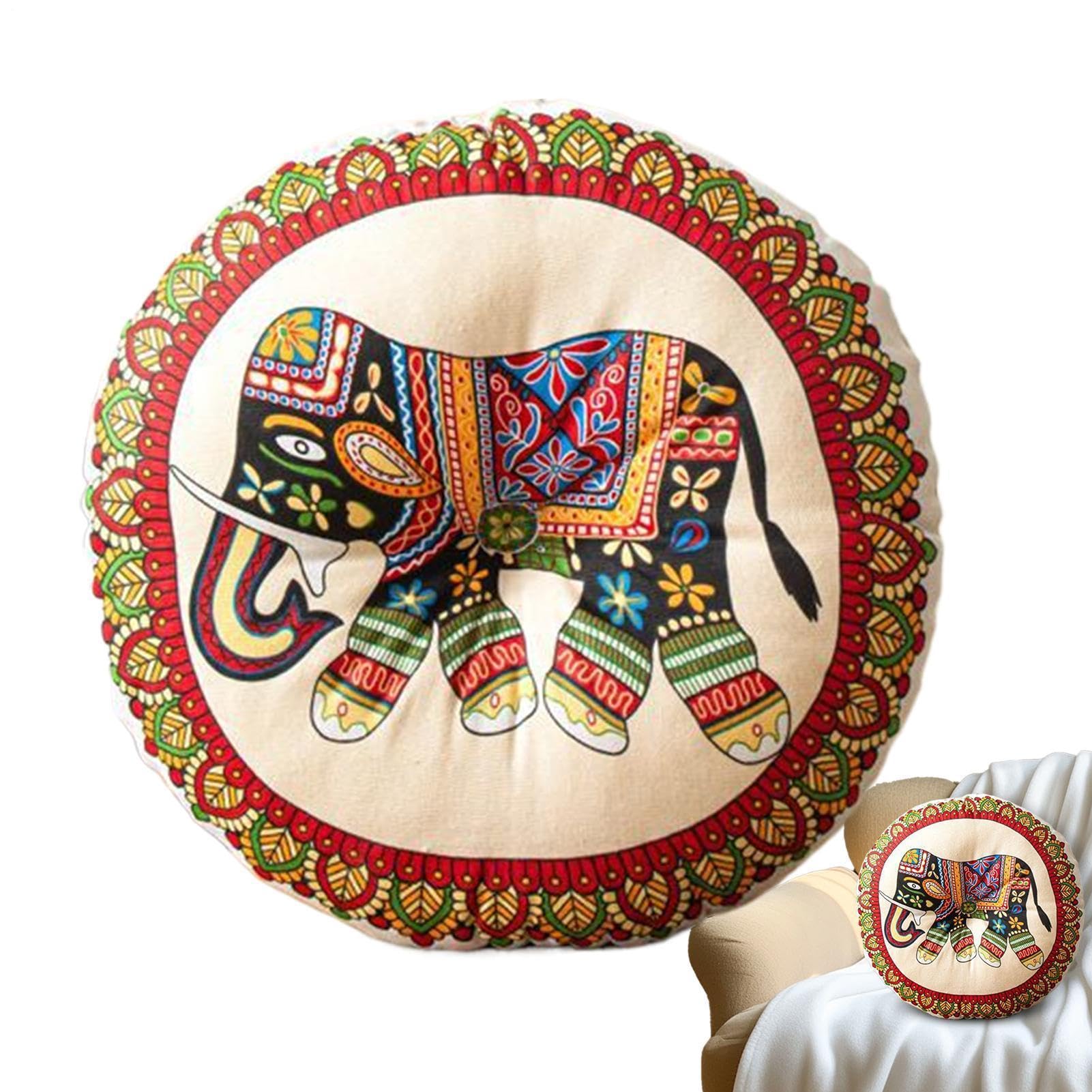Coussin de sol rond double face bohème avec rembourrage épais
