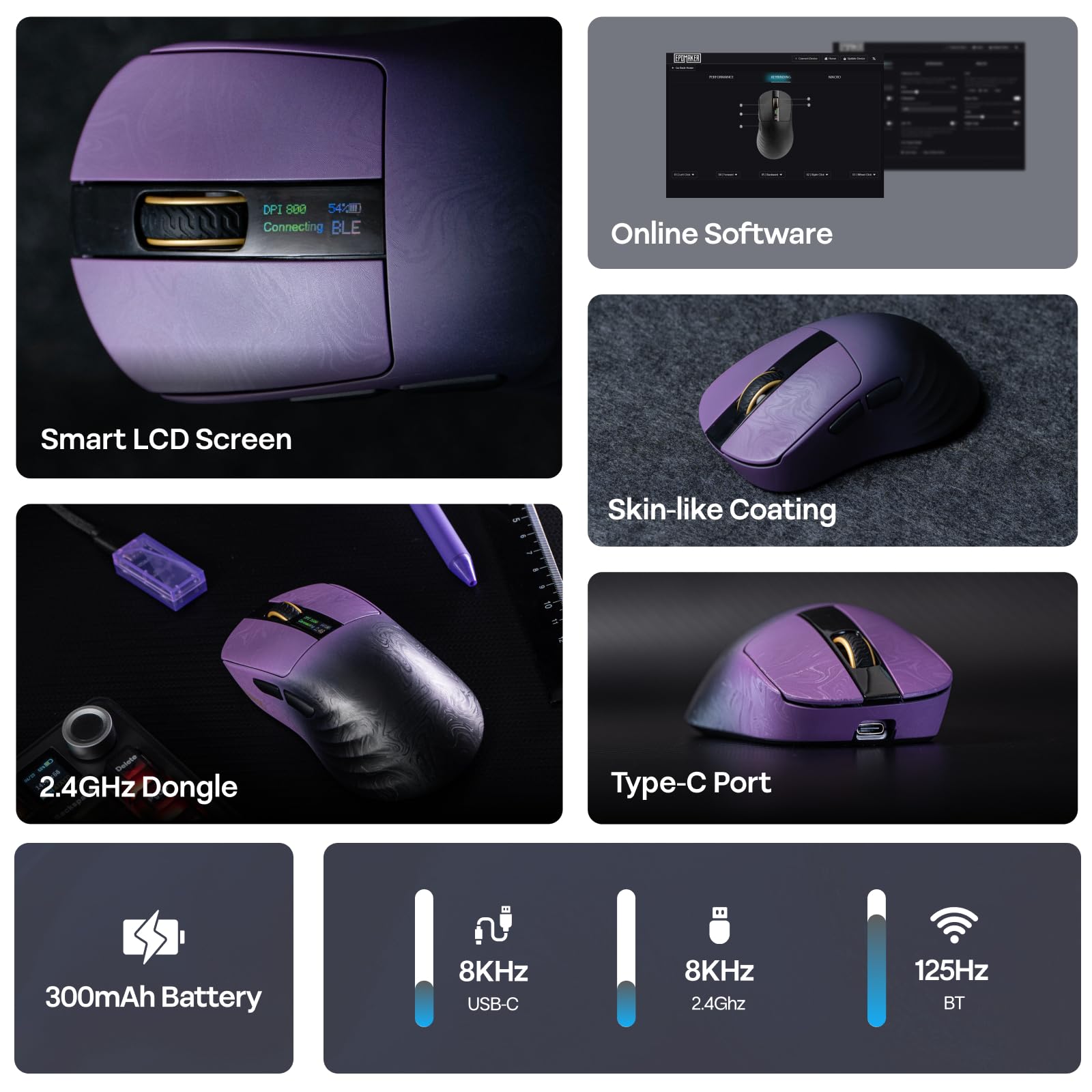 EPOMAKER Carbonis Wireless Gaming Mouse with Digital Display
