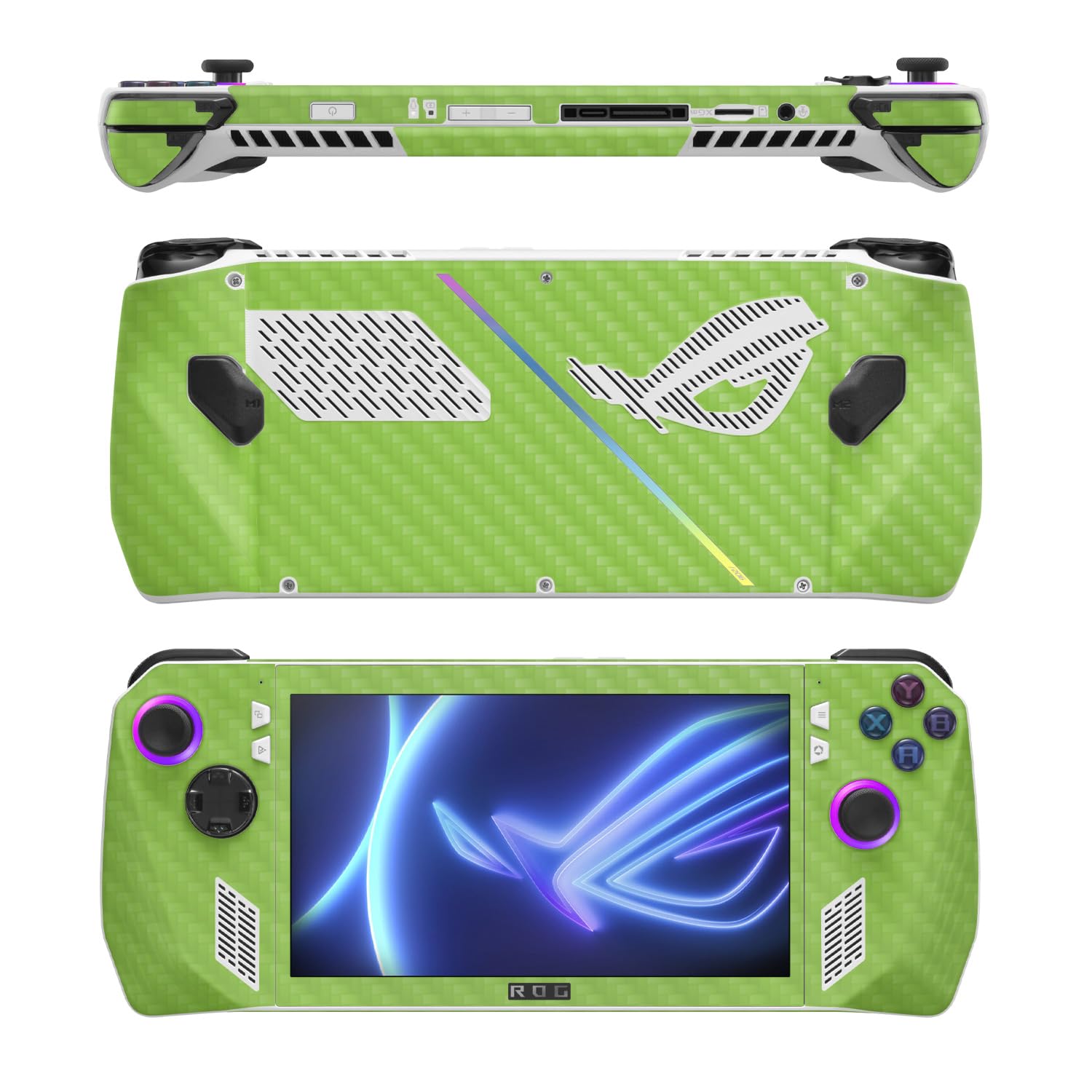 MightySkins Carbon Fiber Skin Compatible with Asus ROG Ally - Solid Lime Green | Protective, Durable Textured Carbon Fiber Finish | Easy to Apply