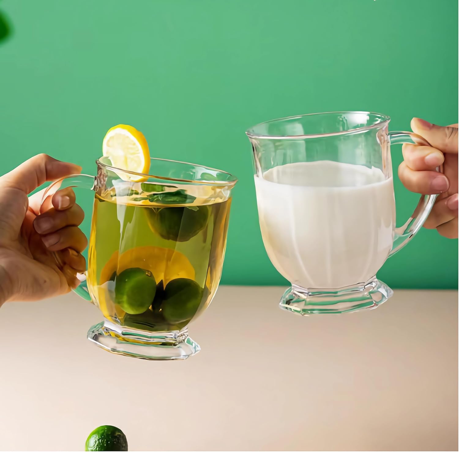 2 Pack Clear Drinking Glasses Set,500ML Glass Coffee Mugs with Heavy Base,Glass Cup Drinkware for Beverage,Juice,Latte Cups, Cocktails, Wine, Beer,Espresso Coffee,Tea