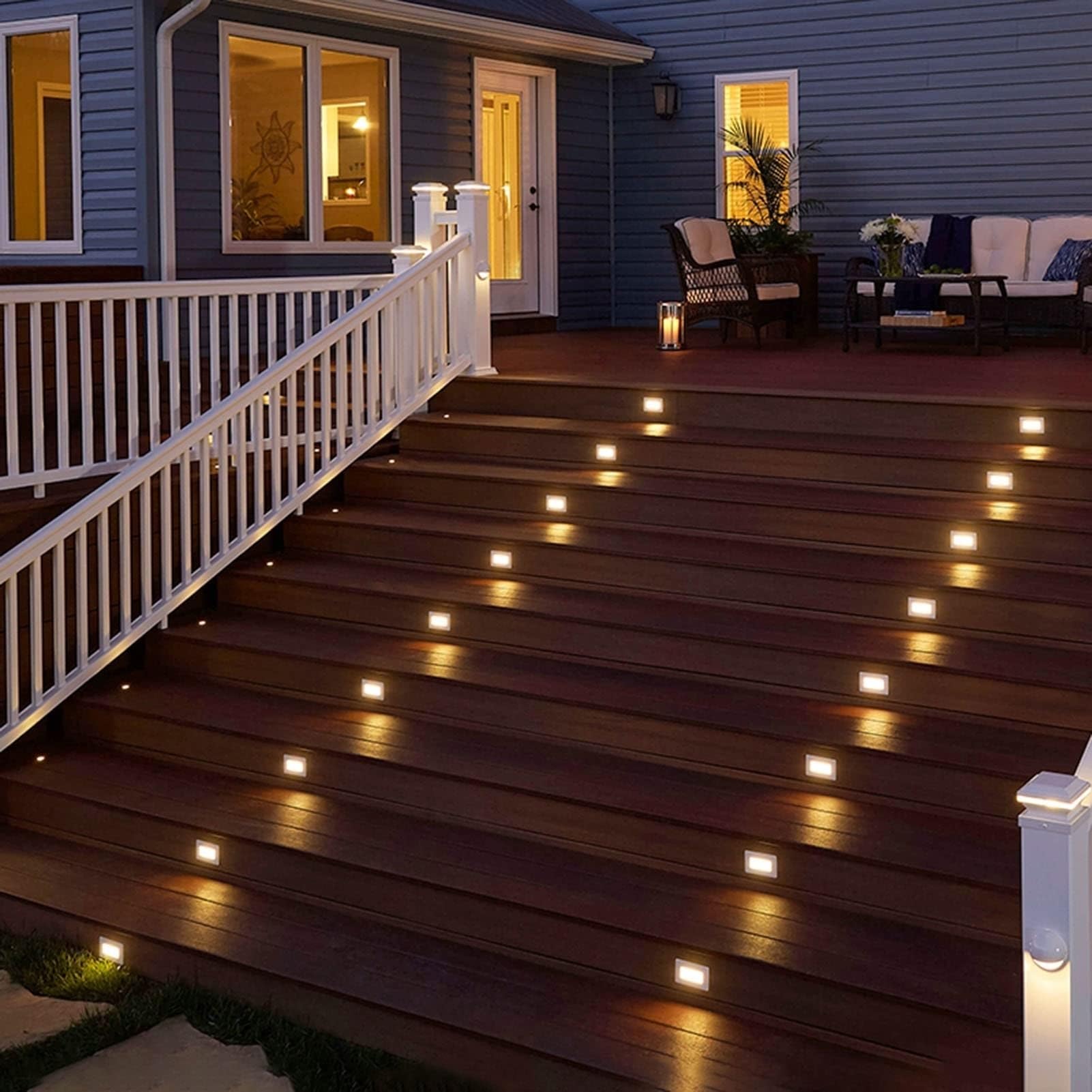 Kwadratowy reflektor LED do ogrodu, na taras, patio, schody, 220 V AC, wodoszczelność IP65 (ciepła biel, 5 W (220 V)