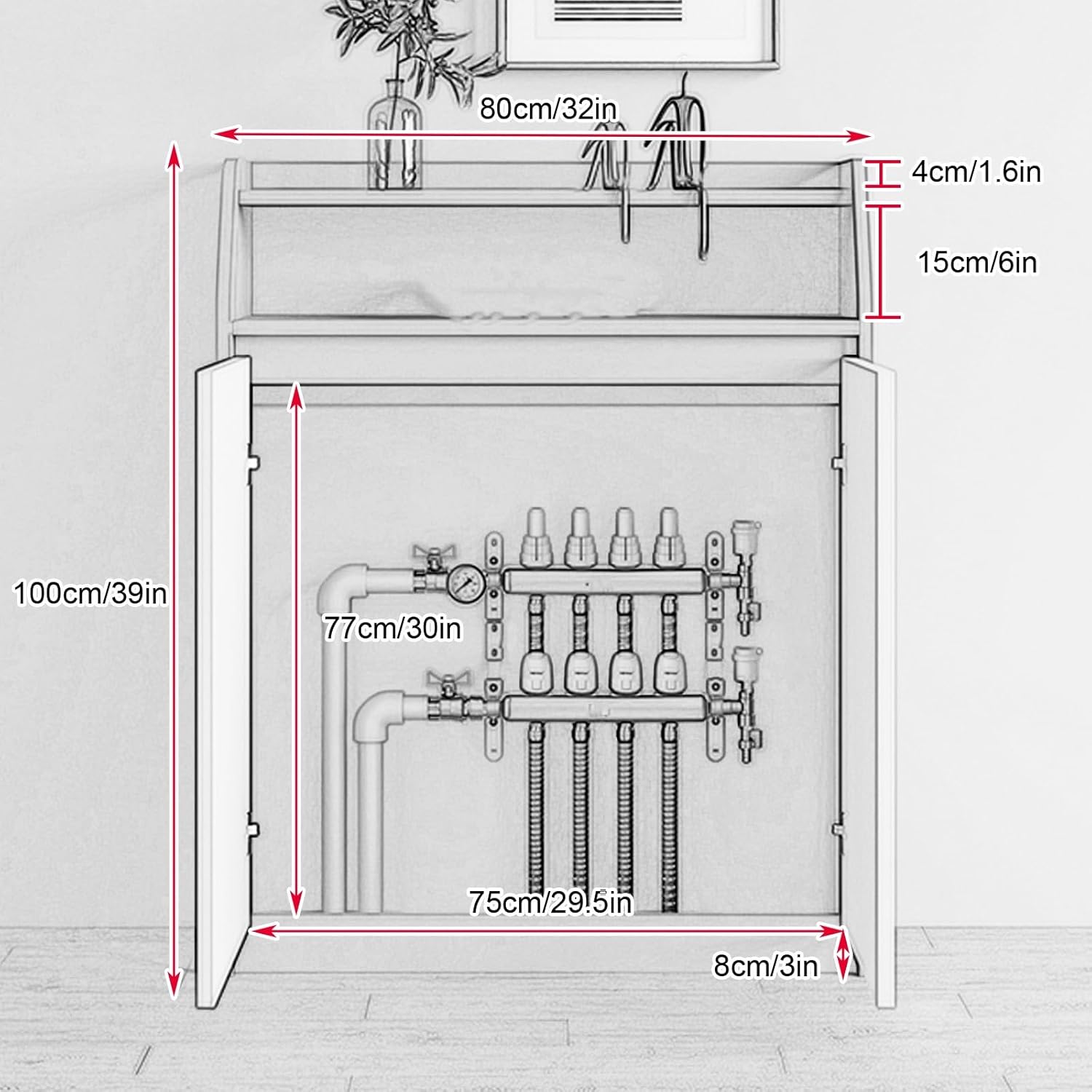 Modern Radiator Covers for Home, Radiator Cover Shelf, Organizer Bathroom Cabinet, Shielding Storage Design, Radiator Cap for Home, Living Room(White,80x100x25cm/32x40x10in)
