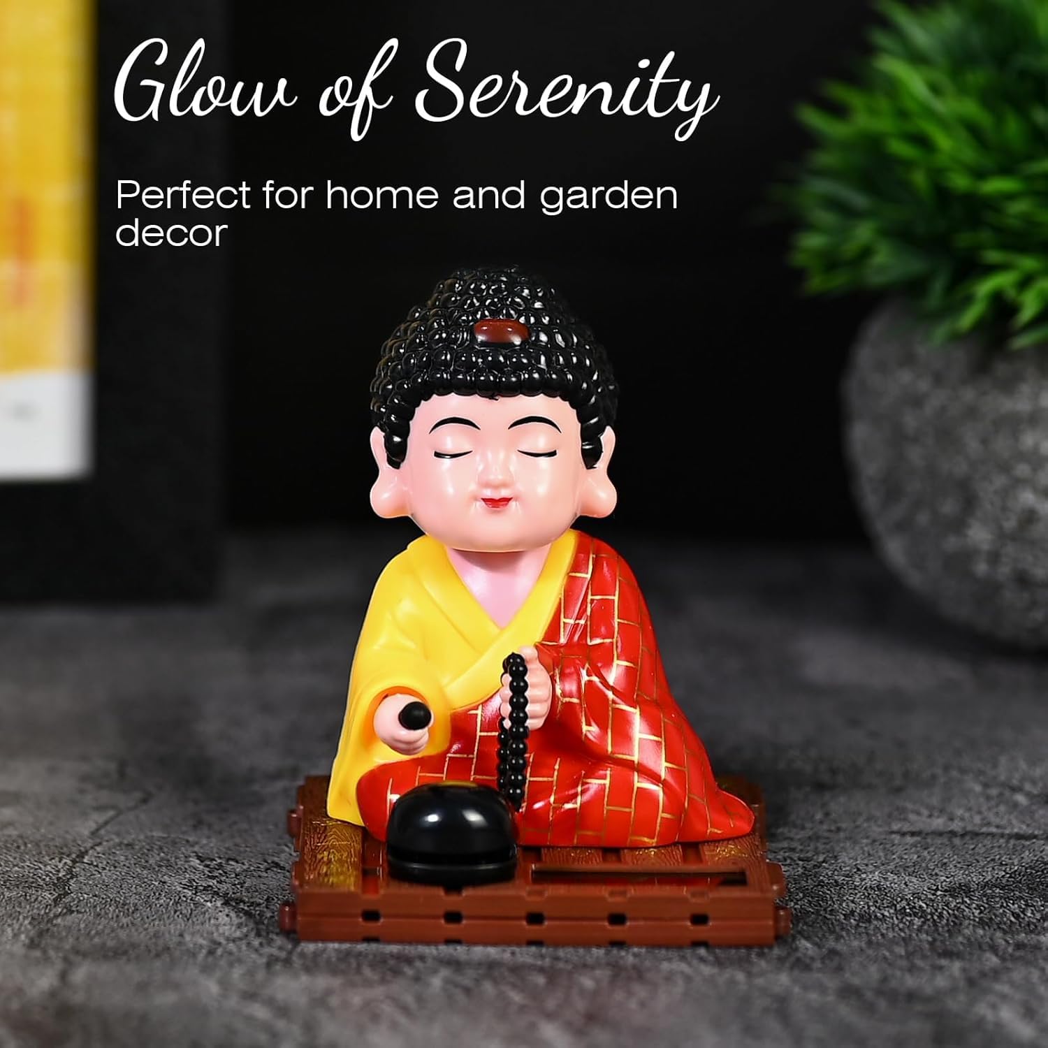 BS Handicrafts Solar Buddha Moving Head Idol | Head Shaking