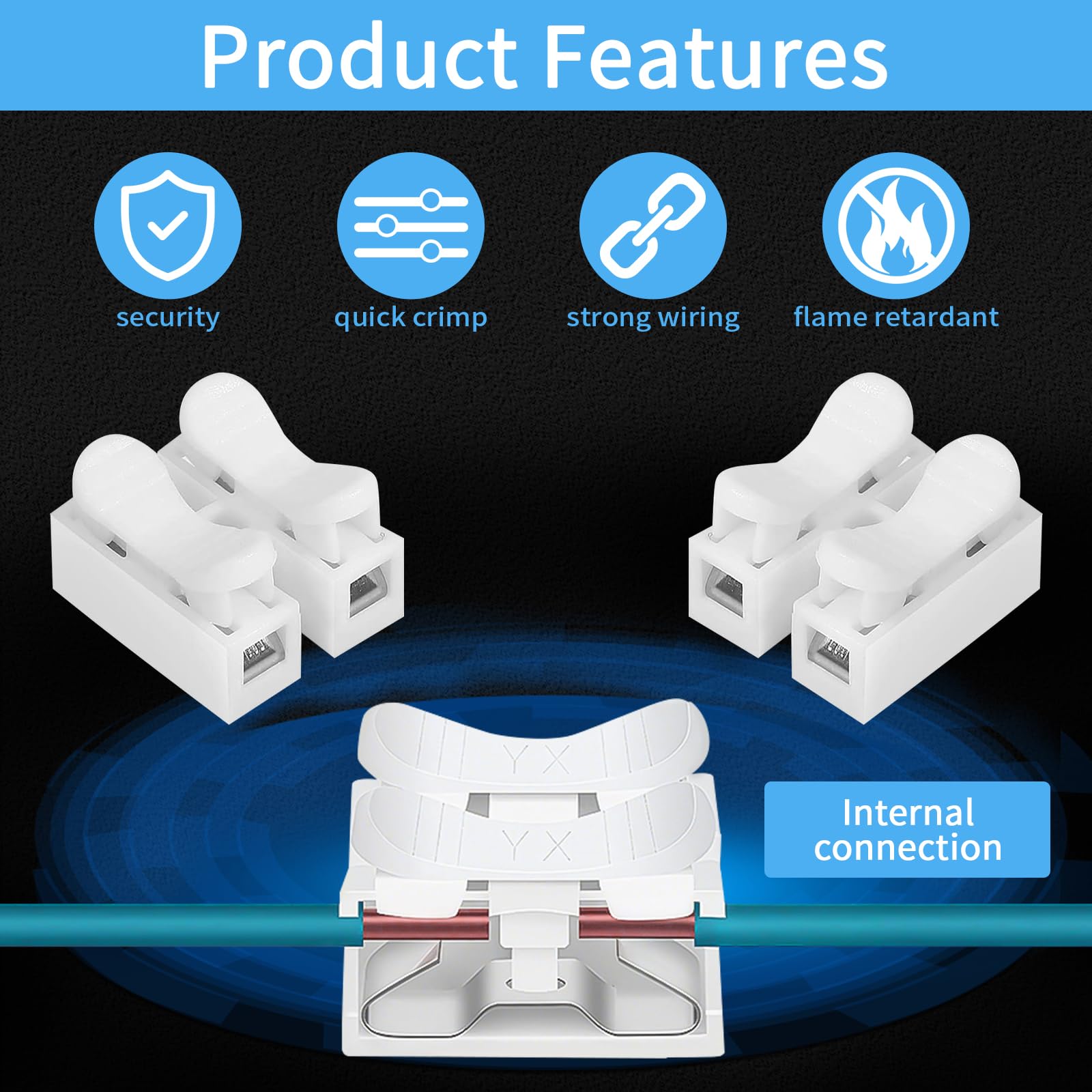 120 Pcs CH2 Quick Connectors, Electrical Wire Connectors Push Fit, Spring Terminal Block, Electrical Connectors Block - Image 3