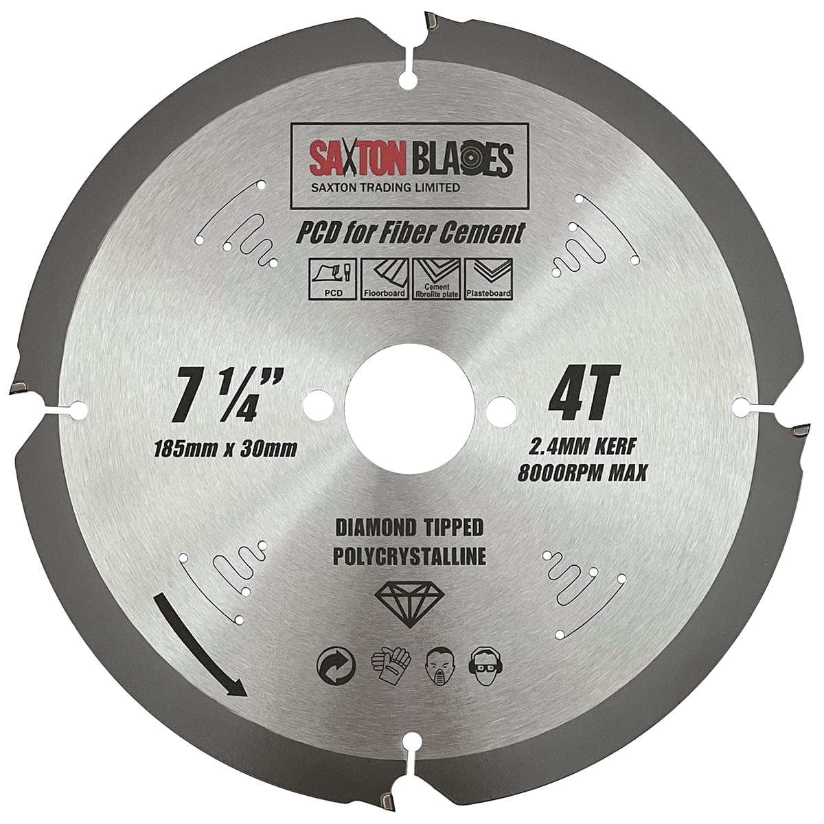 Saxton PCD Circular Saw Blade, 185mm x 4 Teeth x 30mm Bore 16, 20 & 25mm rings - Image 4