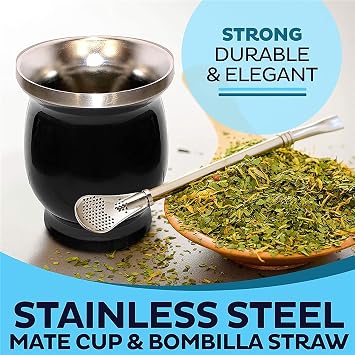 ABM&Y Yerba Mate Tea Cup Set Yerba Mate Pumpkin Kit 2 Pieces Traditional Straws, Mate Cup and Bombilla Set and Cleaning Brush