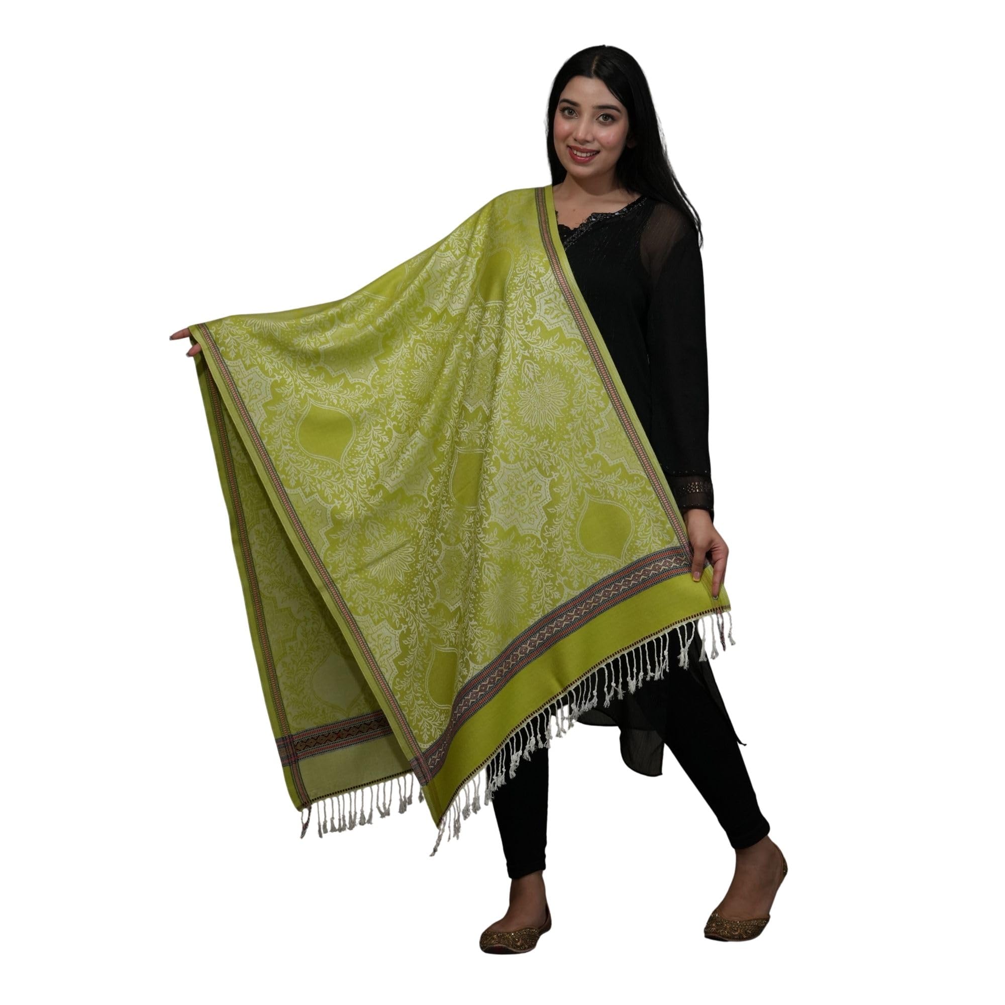 Women's Acrylic Self Design Shawl | TraditionalEthnic Winter Layering Wrap-image-37