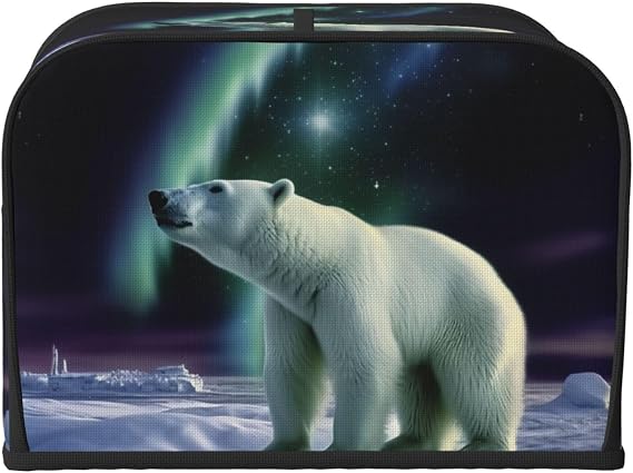 4 Slice Toaster Covers Quilted Bread Maker Cover Small Appliance Covers With Handle Polar Bears Northern Lights Toasters Dust Cover For Home Table Kitchen Decor