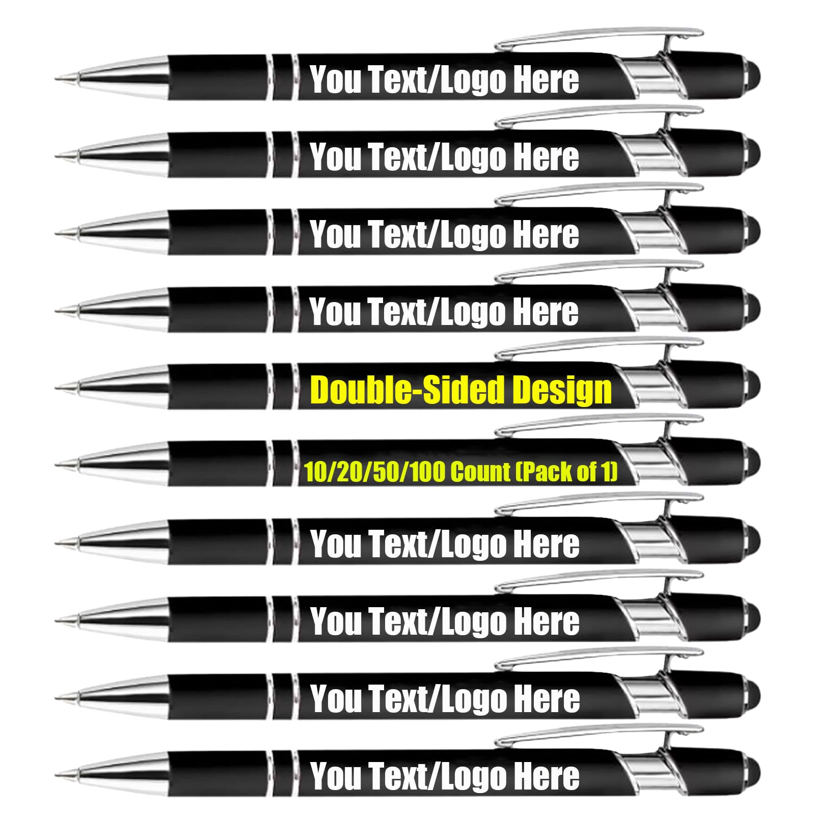 10/20/50/100pcs Personalised Pens for Office Stylus Pen Engraved Pen with Name Message - Ball Point Pens Multipack - Handwriting Pens for Business Conferences And Exhibitions (Black, 50PCS)