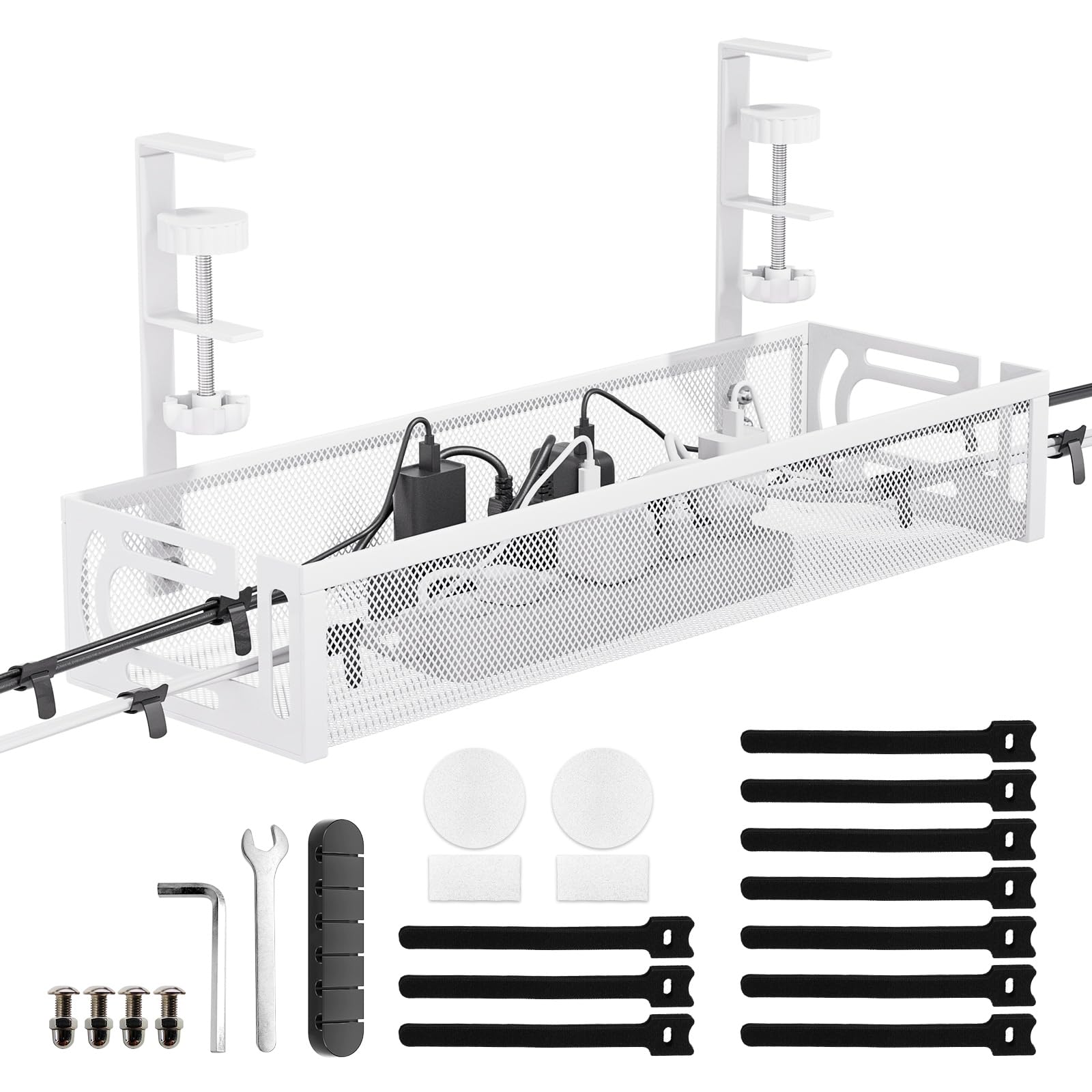 Adhesive Cable Tray, 40cm Under-Desk Storage