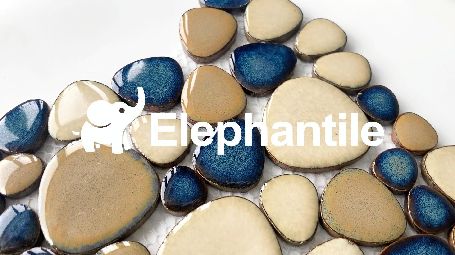 Elephantile Pebble Tile for Shower Floor Brown Blue Pebbles Mosaic 