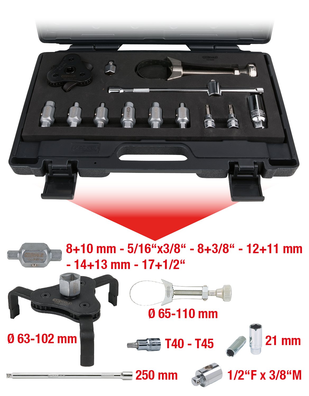KS Tools 150.9300 - Pack de 13 piezas con filtros de aceite y tornillos de vaciado de aceite
