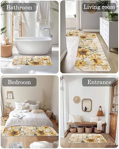 Miniatura 6 de 2 tapetes de cocina acolchados antifatiga con girasol, impermeables, antideslizantes, lavables, para interiores y exteriores, girasol en tablero