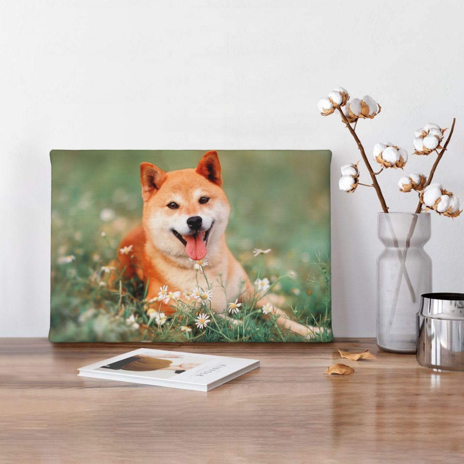 Amazon.co.jp: アートポスター フレーム 装飾画 柴犬 いぬ 犬柄 花柄