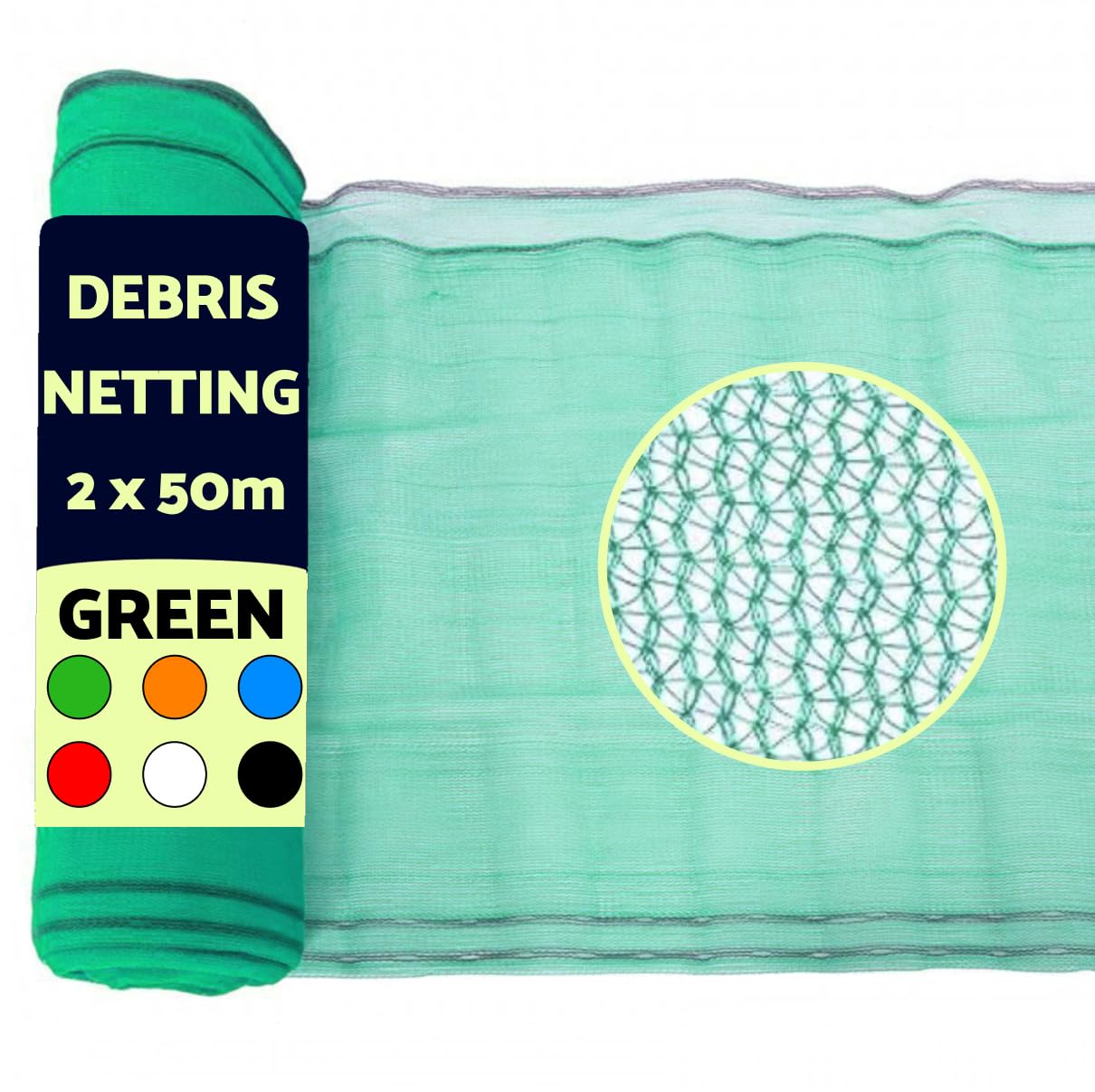 2m x 50m Garden Debris Scaffold Netting, High GSM/UV Protection Fence Windbreak Mesh Sheets (Green)
