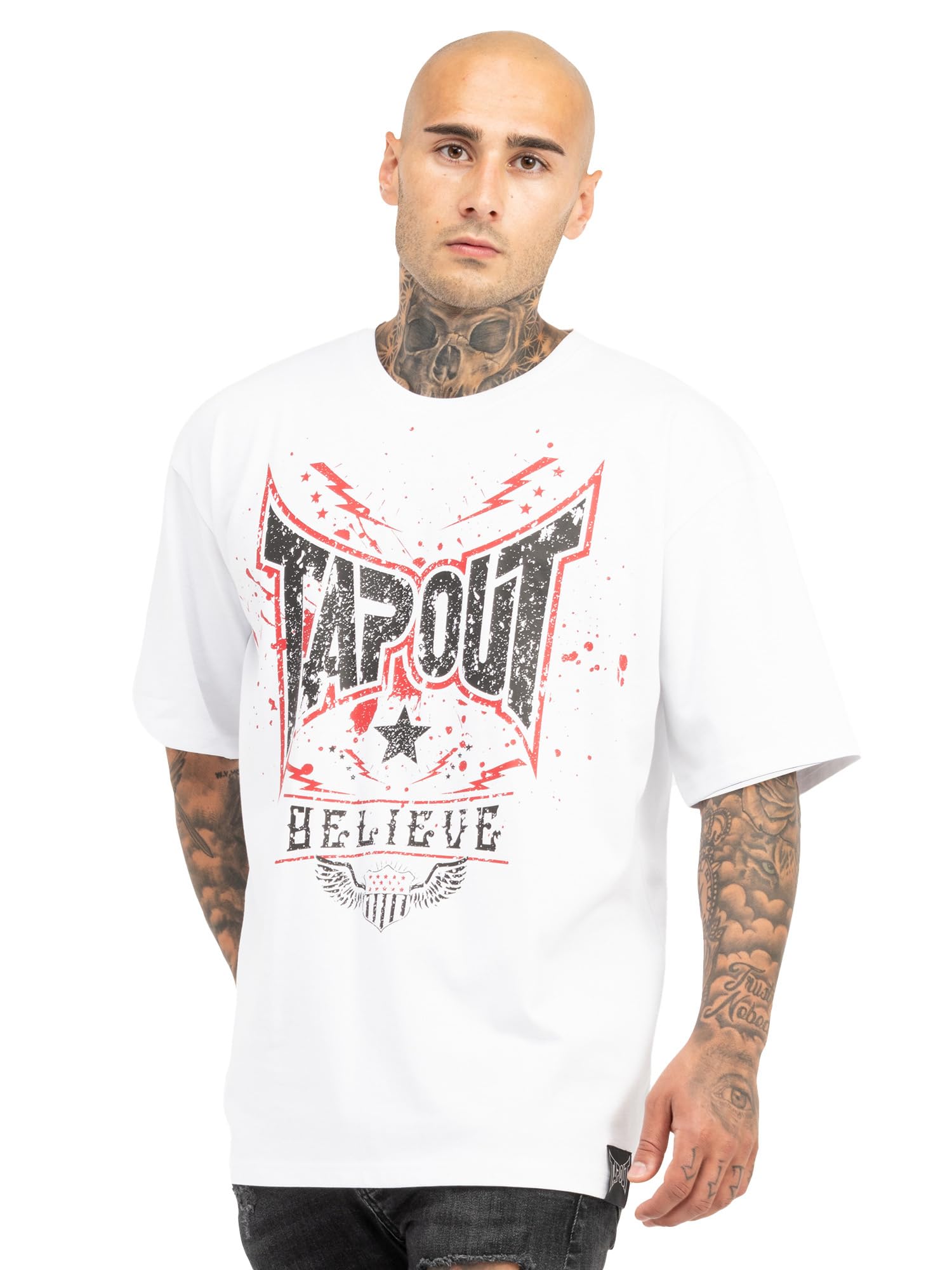Tapout Men's Doylen T-Shirt, White/Red/Black, L