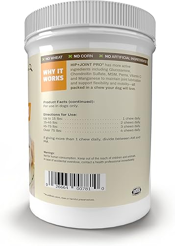 Miniatura 9 de Pet Naturals  Hip  Joint PRO  Suplemento de articulaciones para perros con glucosamina y mejillón de labios verdes  Sin ingredientes artificiales