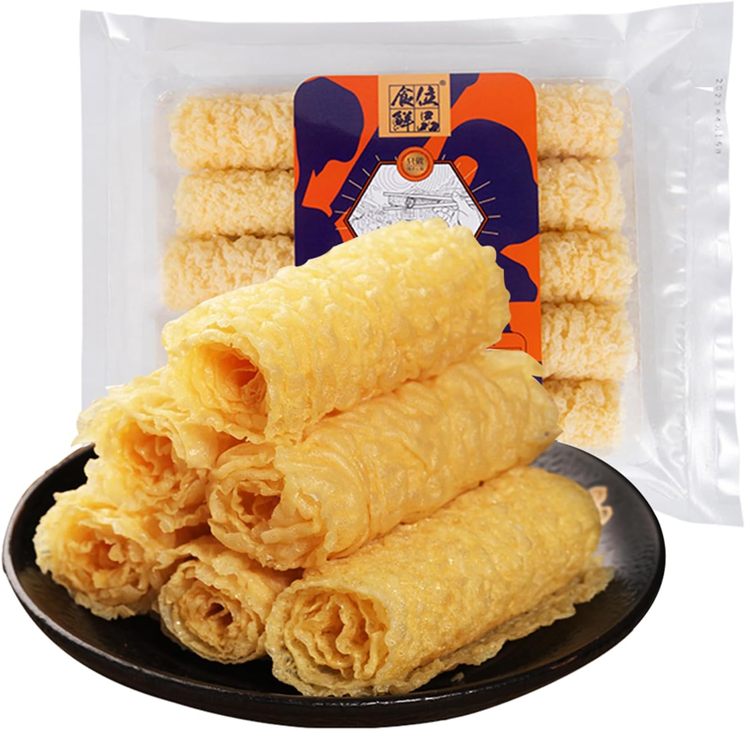 SXET Dried Tofu Skin, Crispy Tofu Skin Rolls, Golden Bean Curd Rolls, 120g/4.23oz per Pack ๅ้ๅท ็ธ่ฑ็ฎๅท (Pack of 1)