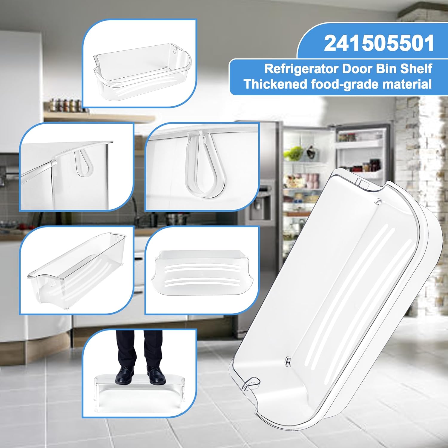 241505501 Refrigerator Door Shelf Bin Replacement Compatible with frigid-aire by Fetechmate Replace FFSC2323TSA FGHC2331PFAA FGSC2335TFB FGSC2335TF0 LFSC2324VF6 FFSC2323TS8 LGHC2342LE
