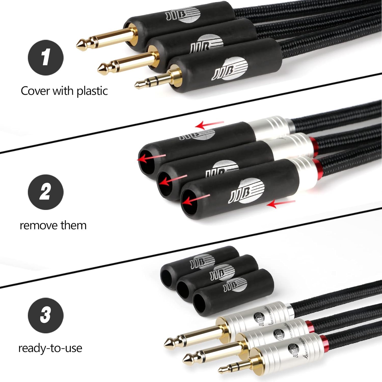 BOAACOUSTIC JIB Câble Audio 3.5mm vers Double 6.35mm Qualité Audiophile, 6.35 Mâle vers 3.5 Mâle Y Splitter Jack Câble d'Instrument pour Haut-parleurs, Table de Mixage, Cinéma Maison etc 5m