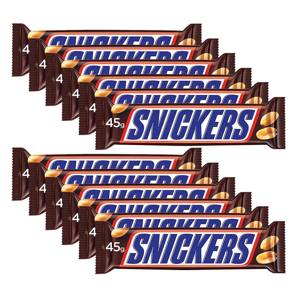 SnickersSnickers Chocolate Pack, Loaded With Delicious & Nutritious Roasted Peanuts, Nougat And Caramel Delight, Premium Chocolate Pack For Sharing, 45 Gm, Pack Of 10