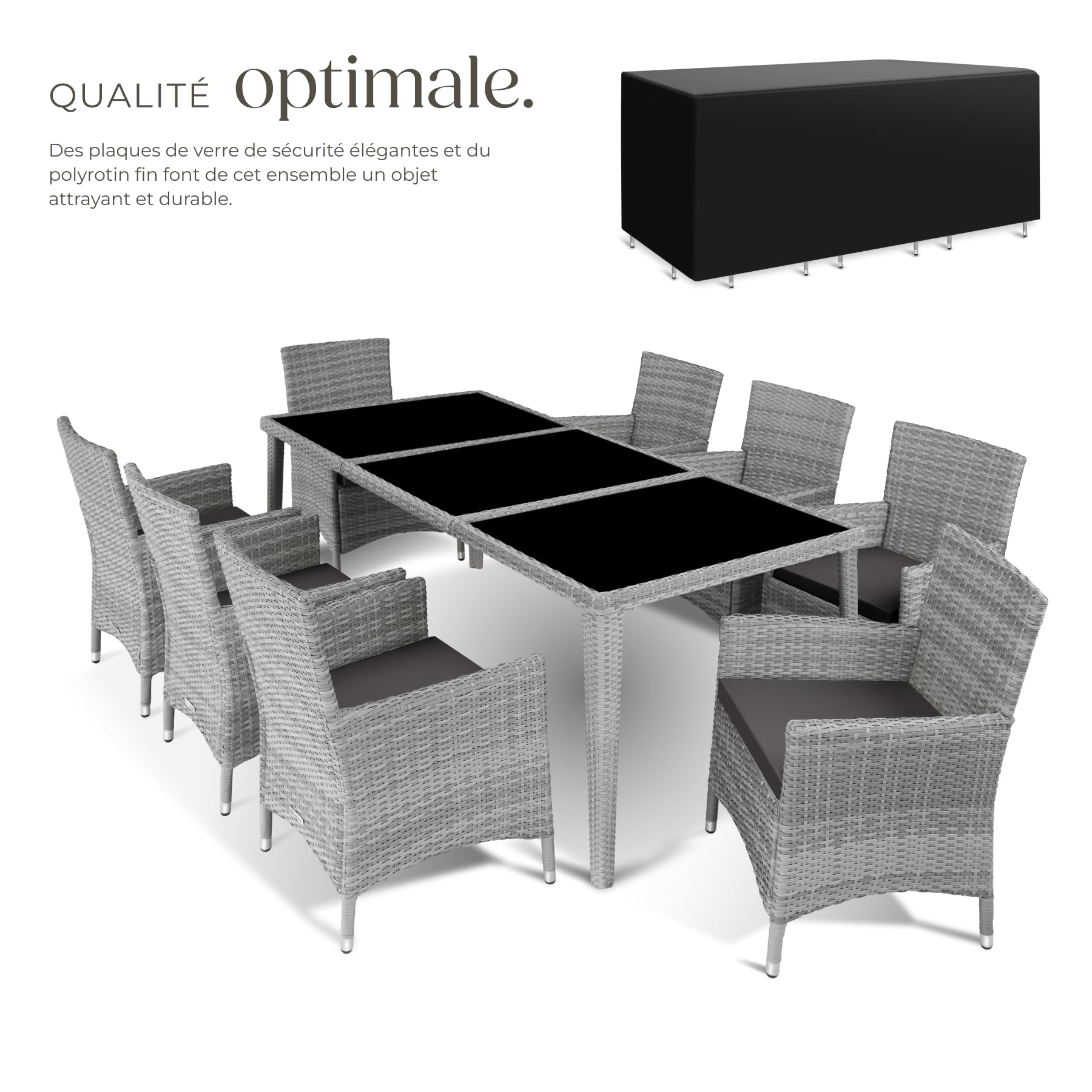 tectake® Salon de Jardin extérieur en Aluminium avec 8 fauteuils en rotin, Table, Housse Lavable et Protection - mobilier Facile d'entretien