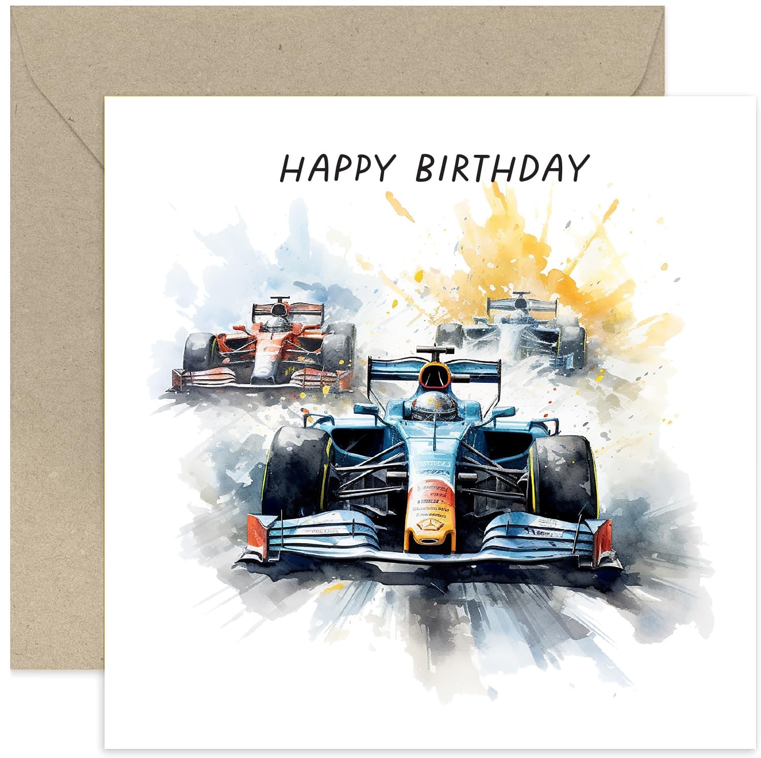 Birthday Card for Him Her - Formula 1 Racing Car Birthday Card for Men Women - F1 Race Car Card for Boy Birthday - Nephew, Son, Uncle, Dad, Husband | Blank Inside Envelope