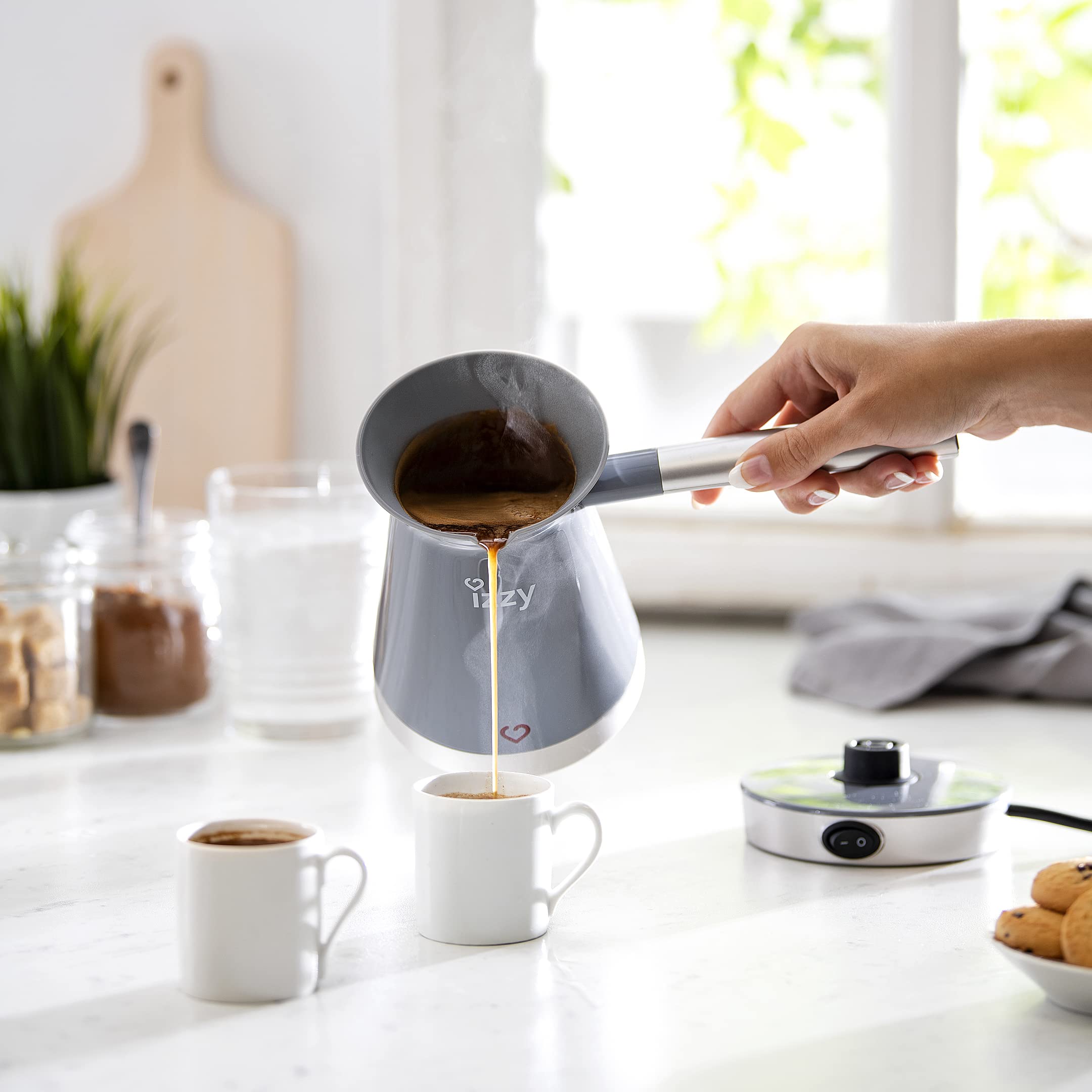 Cafetière Turque électrique 500 Ml 600W – Poignée Pliable Anti-brûlure – Acier Inox, Arrêt Automatique