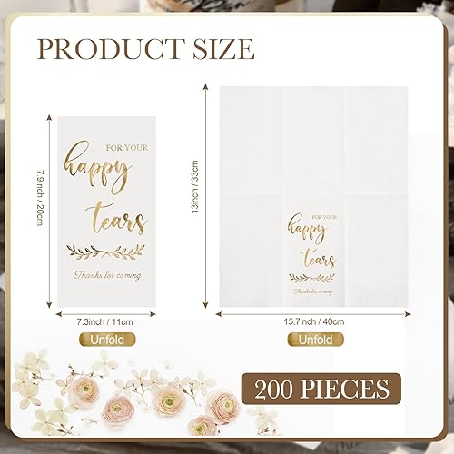 Miniatura 2 de Outus Servilletas doradas de boda de 2 capas con diseño de lágrimas felices, paquetes de servilletas de bebidas, servilletas de cóctel, servilletas