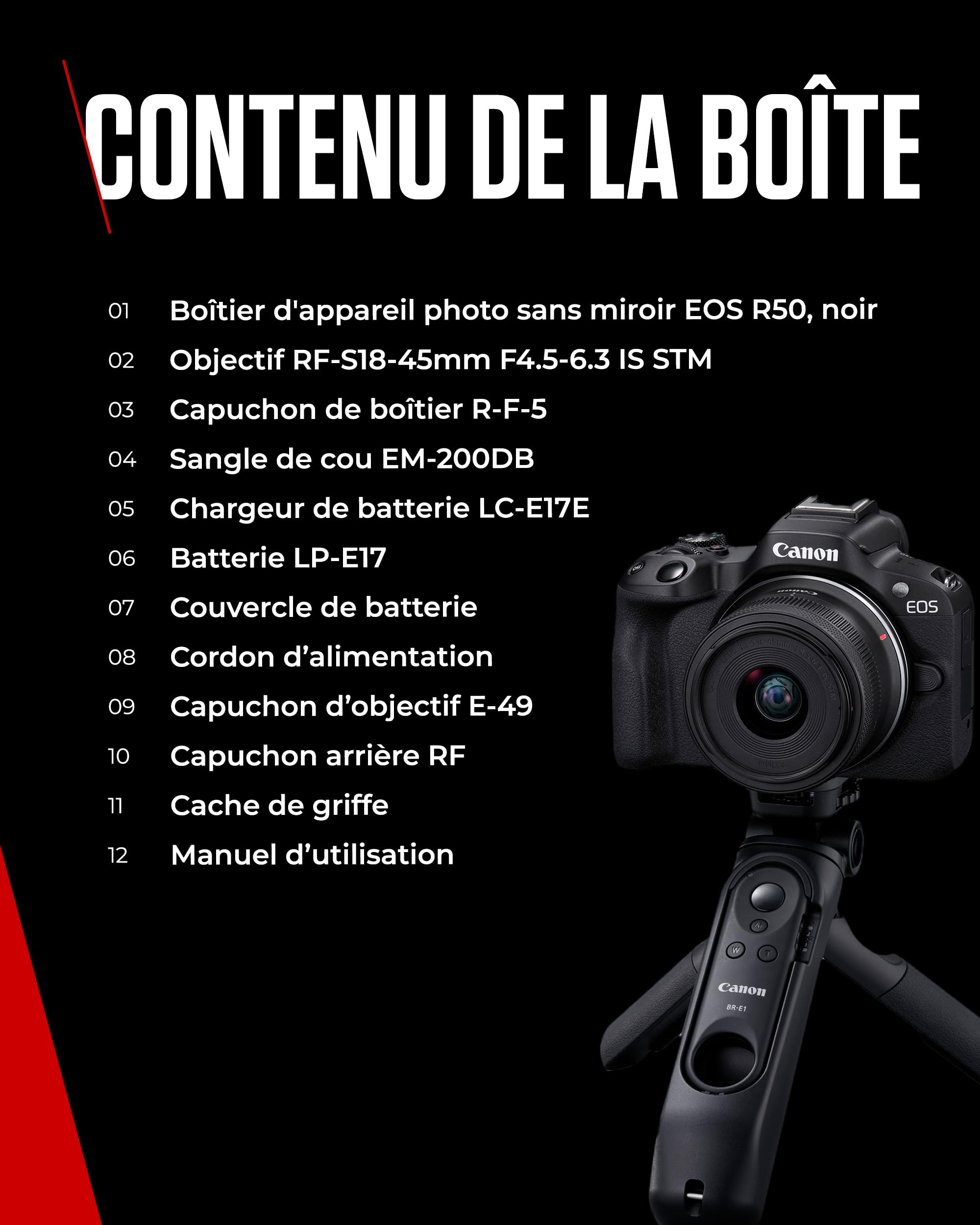 Kit créateur de Contenu UGC Canon EOS R50 - Appareil Photo Hybride APS-C 4K, Wi-FI, Bluetooth, Compact, idéal pour Le vlog, pour débutants et Professionnels