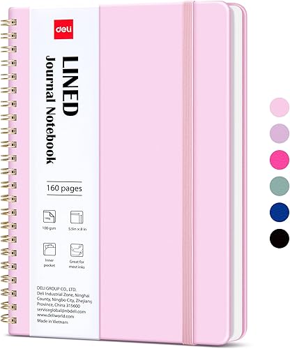 Miniatura 9 de deli Lined Spiral Journal Notebook, 160 Pages, A5 (5.5"x8") Hardcover Writing Notebook, College Ruled Spiral Bound Journal for Women & Men - Perfect