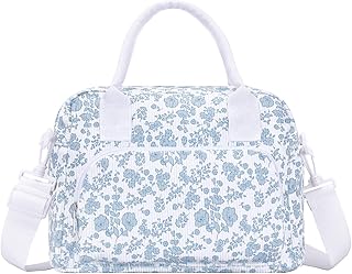 Lunch Bag Women Lunch Box for Women Adult Cute Insulated Lunch Bag Lager Cooler Lunch Tote Bags for Work Picnic (Blue-Floral)