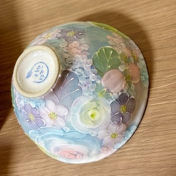 Amazon.co.jp: ゆずりは工房 瀬戸焼 紅彩花間取 彩ばら花紋 飯碗 2つ