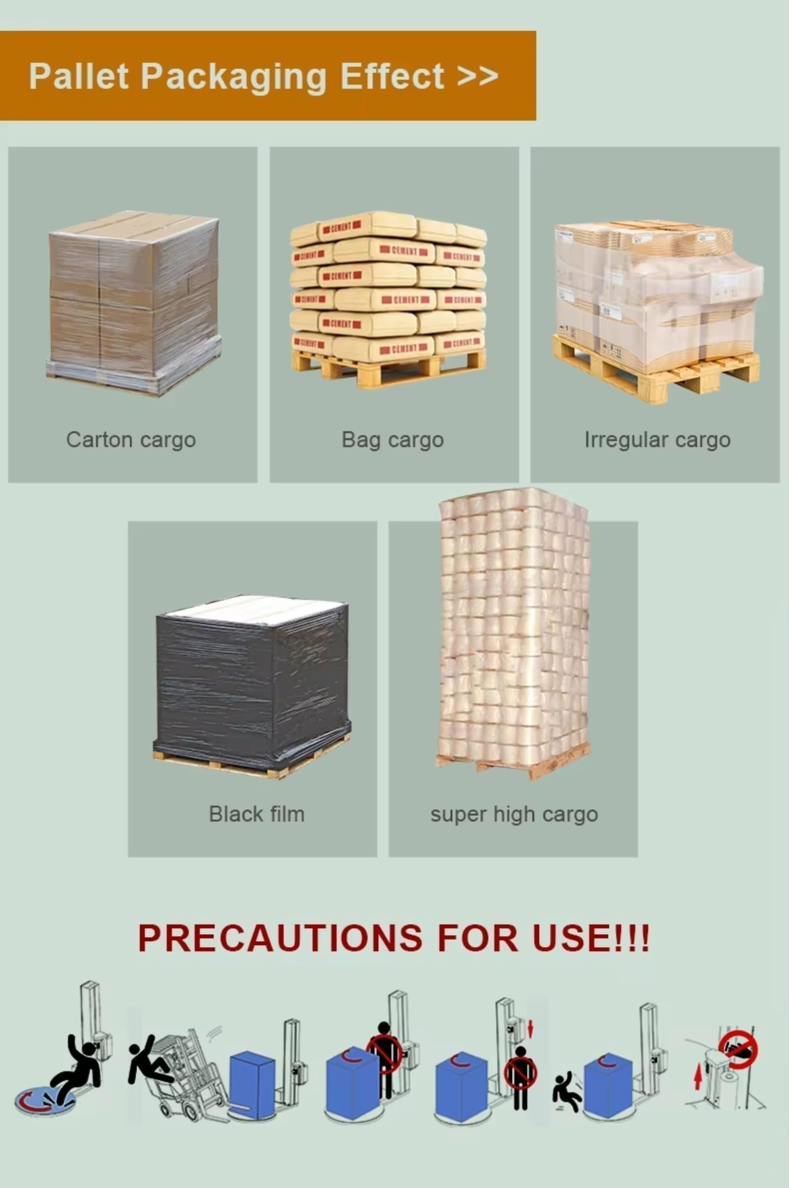 Avvolgitrice automatica per pallet Industriale Heavy Duty Stretch Wrap con 65 "Giradischi, capacità 4000 libbre Attrezzatura per imballaggio logistico per uso magazzino