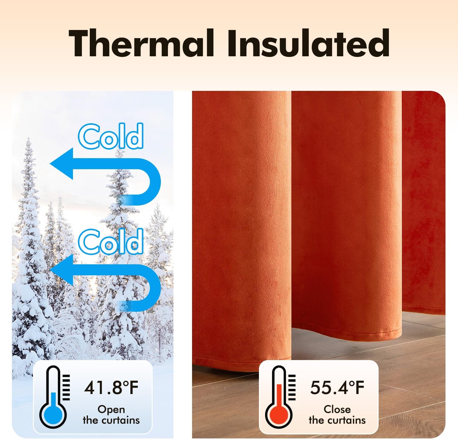 MIULEE Burnt Orange Velvet Curtains for Fall Living Room Thermal Insulated Soundproof Room Darkening Terracotta Blackout Curtains/Grommet Window Rust Drapes for Home Theatre 52 x 84 Inch Set of 2