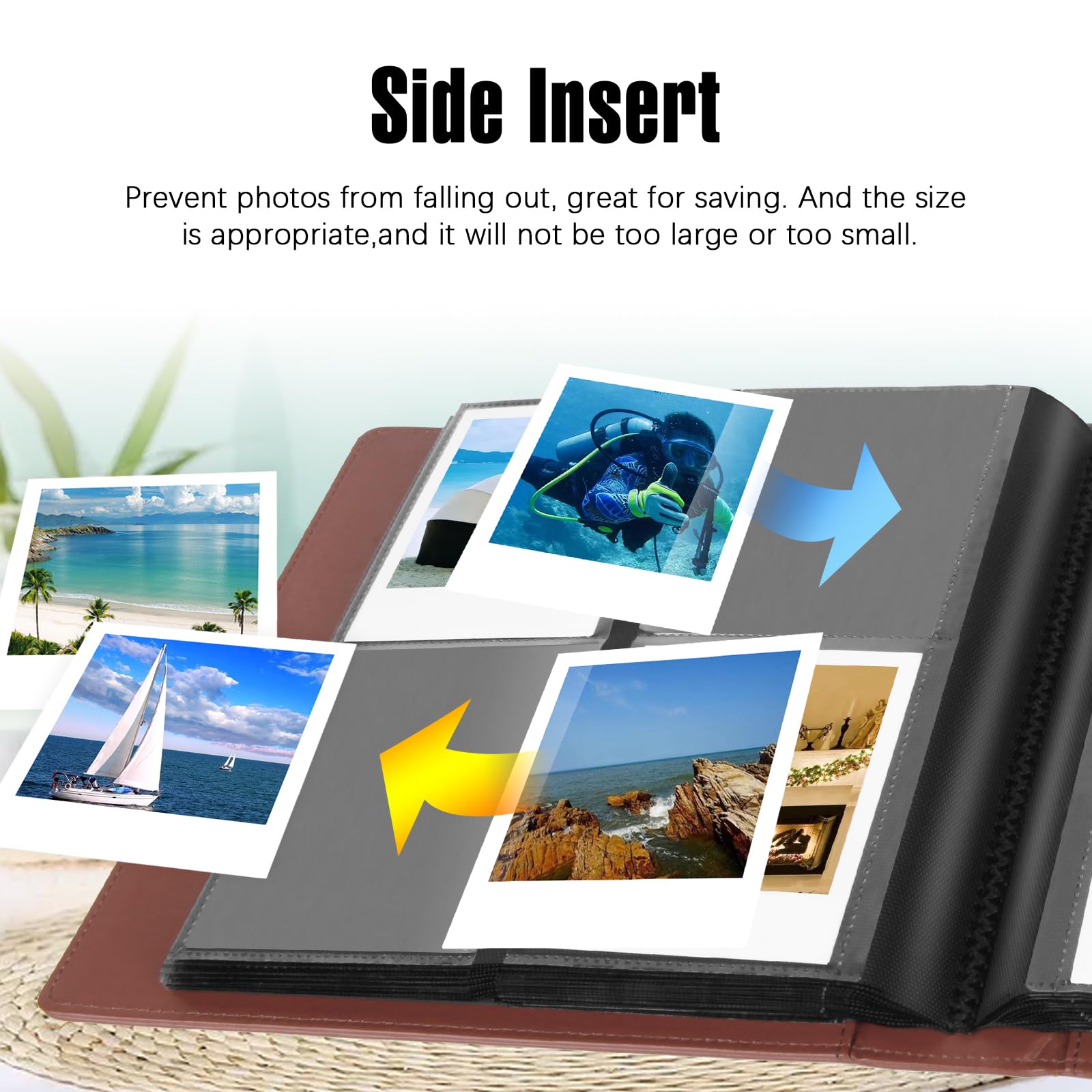 Album fotografico 192 tasche per Fujifilm Instax Wide 300, Polaroid OneStep (Snap Fastener), compatibile con Polaroid POP, Originals 600 fotocamera 3,5 x 4,5 pollici (Vintage Brown)