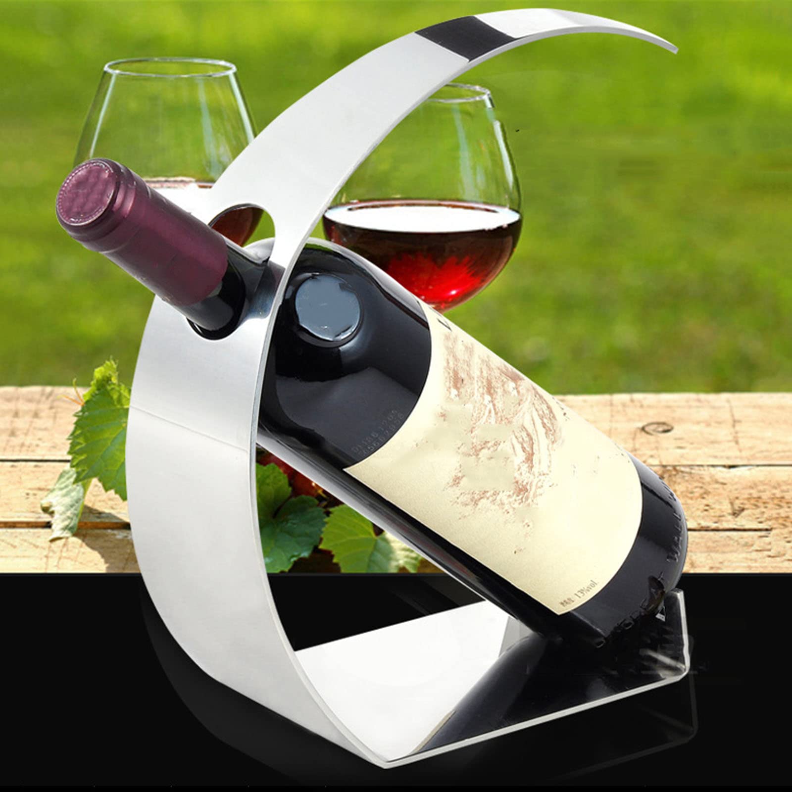 JUSHZ Botelleros Y Armarios para Vino Botellero Madera Metal Portabotellas De Vino Acero Inoxidable Adorno De Cocina para El Hogar (200x90x230mm,Silver)