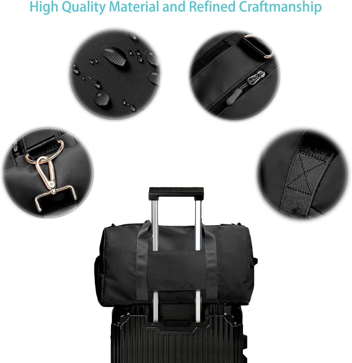 Gym Bag for Men Women with Separation for Wet and Dry, Shoe Storage, Waterproof Travel Duffle Bag for Gym, Swimming, Yoga, Sports (Black) - Image 4