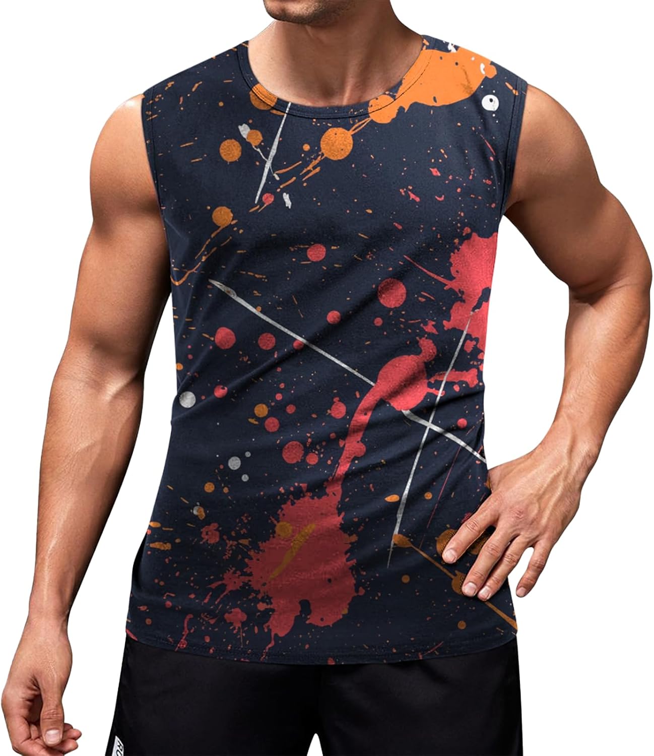 Mens Gym Tank Tops Quick Dry Breathable Crewneck Tank Tops Workout for Men Yoga Casual Sleeveless Crewneck Shirt